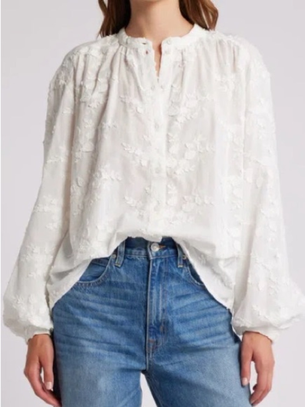 NWT &OtherStories Voluminous Floral-Appliqué Blouse